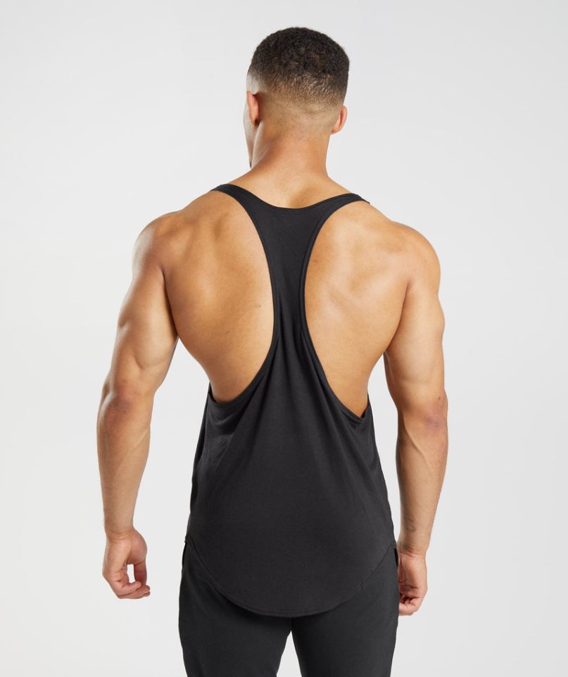 Men's Gymshark GS x David Laid Stringer Tanks Black | NZ 0ZIWJH